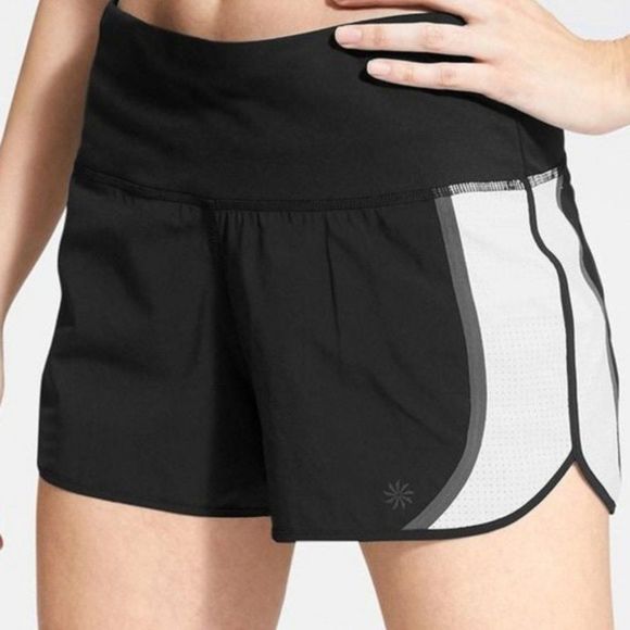 Athleta Acceleration Black & White Running Shorts Size XL - Picture 1 of 5